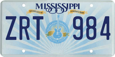 MS license plate ZRT984