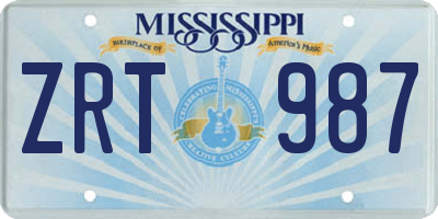 MS license plate ZRT987