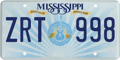 MS license plate ZRT998