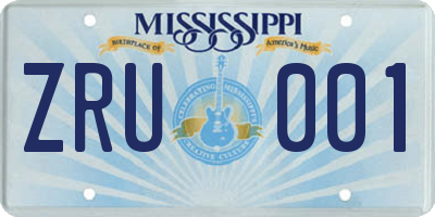 MS license plate ZRU001