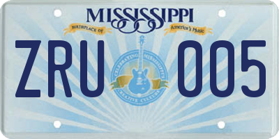 MS license plate ZRU005