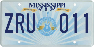 MS license plate ZRU011