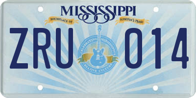 MS license plate ZRU014