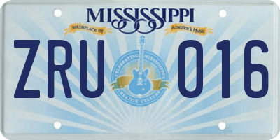 MS license plate ZRU016