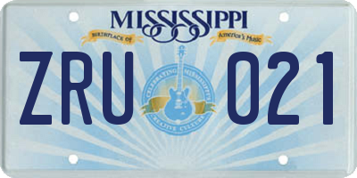 MS license plate ZRU021