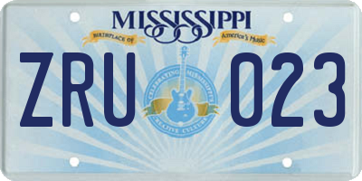 MS license plate ZRU023