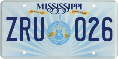 MS license plate ZRU026