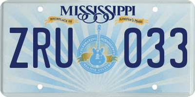 MS license plate ZRU033