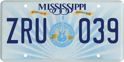 MS license plate ZRU039