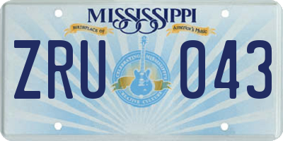 MS license plate ZRU043