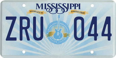 MS license plate ZRU044