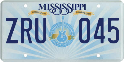 MS license plate ZRU045