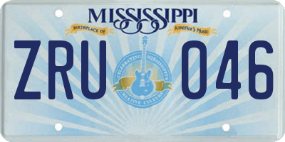 MS license plate ZRU046