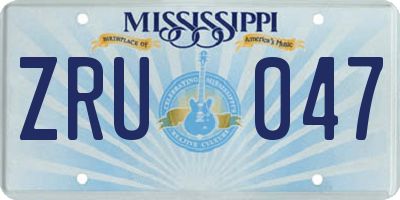 MS license plate ZRU047