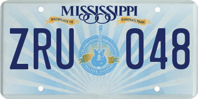 MS license plate ZRU048