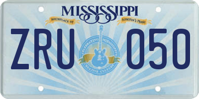 MS license plate ZRU050