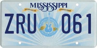 MS license plate ZRU061