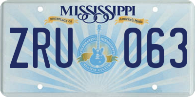MS license plate ZRU063