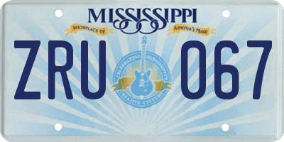 MS license plate ZRU067