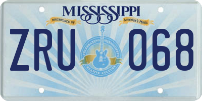 MS license plate ZRU068