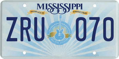 MS license plate ZRU070