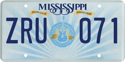 MS license plate ZRU071