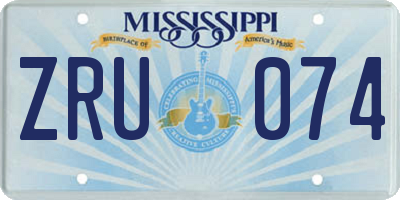 MS license plate ZRU074
