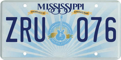 MS license plate ZRU076