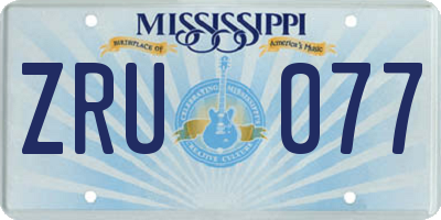 MS license plate ZRU077