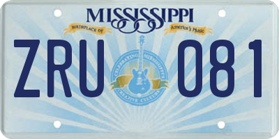 MS license plate ZRU081