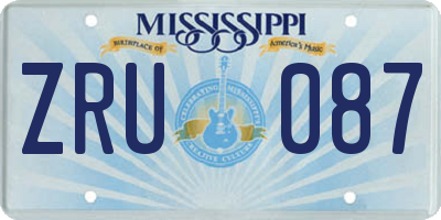 MS license plate ZRU087