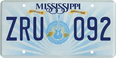 MS license plate ZRU092