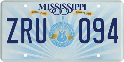 MS license plate ZRU094
