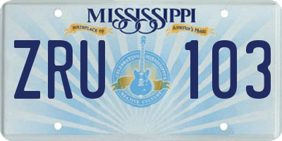 MS license plate ZRU103