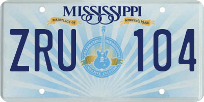 MS license plate ZRU104