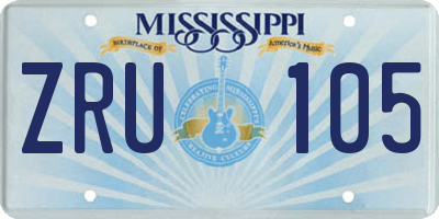 MS license plate ZRU105