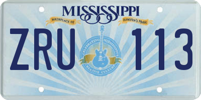 MS license plate ZRU113