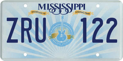 MS license plate ZRU122