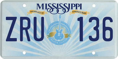 MS license plate ZRU136