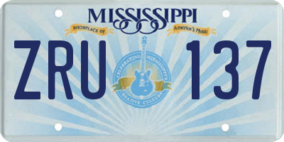MS license plate ZRU137