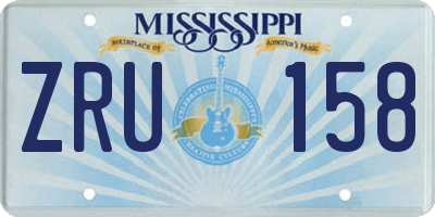 MS license plate ZRU158