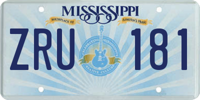 MS license plate ZRU181