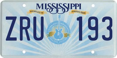 MS license plate ZRU193