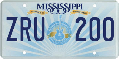 MS license plate ZRU200