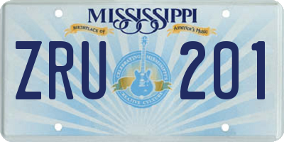 MS license plate ZRU201