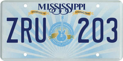 MS license plate ZRU203