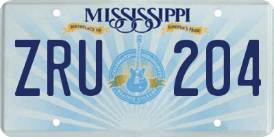 MS license plate ZRU204