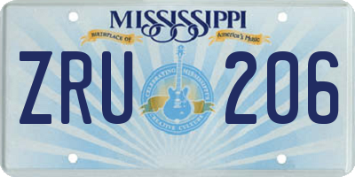 MS license plate ZRU206
