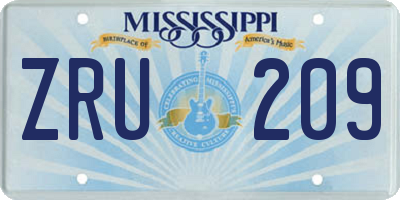 MS license plate ZRU209