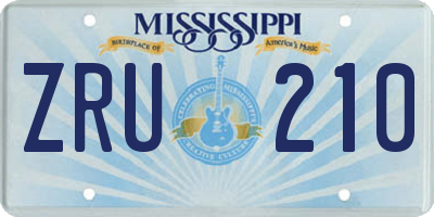 MS license plate ZRU210